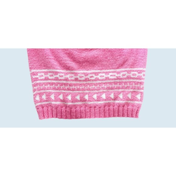 Vintage Handmade Vintage Chunky Knit Oversized Pink Sweater Sz S - Picture 4 of 7